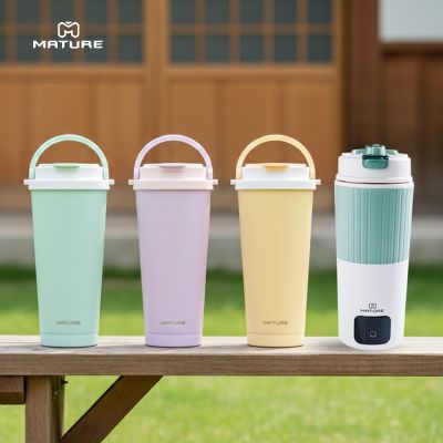 MATURE美萃 全球通用316不鏽鋼電熱水杯650ml CY-1671+陶瓷不鏽鋼雙飲保溫杯附吸管刷700ml-三色可選 CY-2001