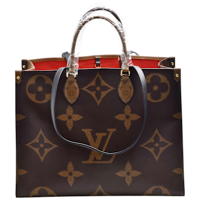 LOUIS VUITTON路易威登 LV M45320經典OnTheGo GM Monogram雙色帆布手提/斜背包(大)