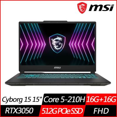 MSI微星 Cyborg 15 A2RUDX-2288TW 15.6吋電競筆電 Core 5-210H/RTX3050/16G+16G/512G SSD/Win11/特仕版)