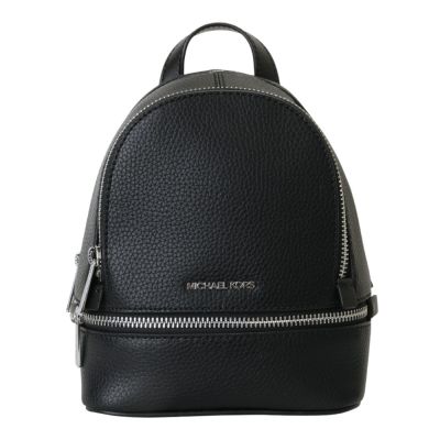 MICHAEL KORS 銀字鵝卵石皮革背包mini 後背包(素面黑)