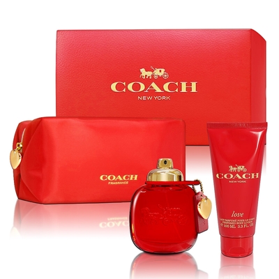 COACH LOVE 時尚戀紅淡香精禮盒(淡香精90ML+身體乳100ML+盥洗包)