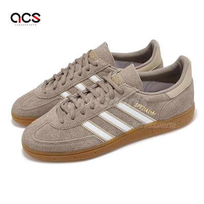 adidas 休閒鞋Handball Spezial 男鞋棕米白麂皮膠底復古三葉草愛迪達