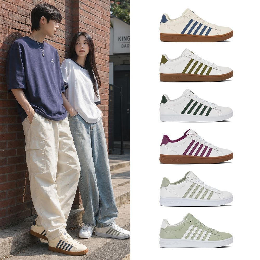 K-SWISS 經典五線條休閒鞋 COURT TIEBREAK II 真皮板鞋 男鞋女鞋 多色 (04413/94413) (A男-白藍)