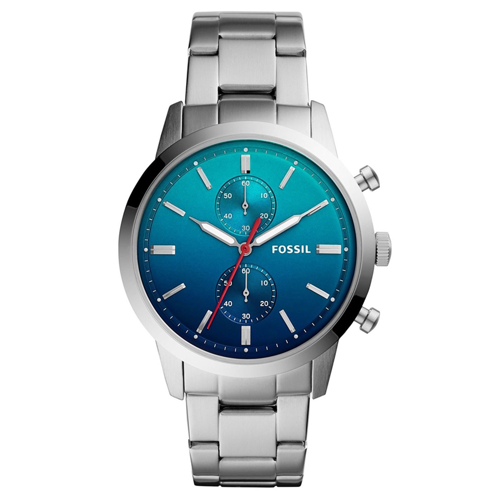 FOSSIL 藍海探秘雙眼錶盤不鏽鋼腕錶(FS5434)-漸層藍x44mm