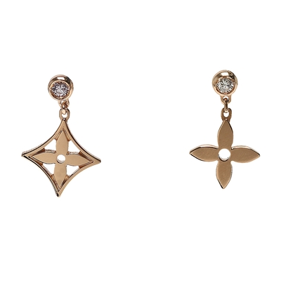 LouisVuitton路易威登 Louis Vuitton路易威登 LV飾品 Q96169經典IDYLLE BLOSSOM鑽石鑲飾18K金不對稱穿式耳環(金/玫瑰金)