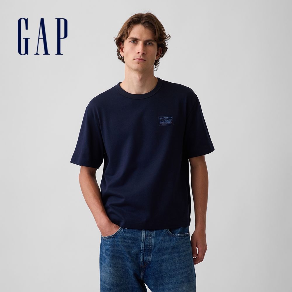 【GAP】成人裝 Gap  Logo/Pioneer圖案T恤 多款規格任選 短袖T恤 (911578 & 907341 & 907342) (重磅Gap Pioneer圖案T恤-海軍藍)