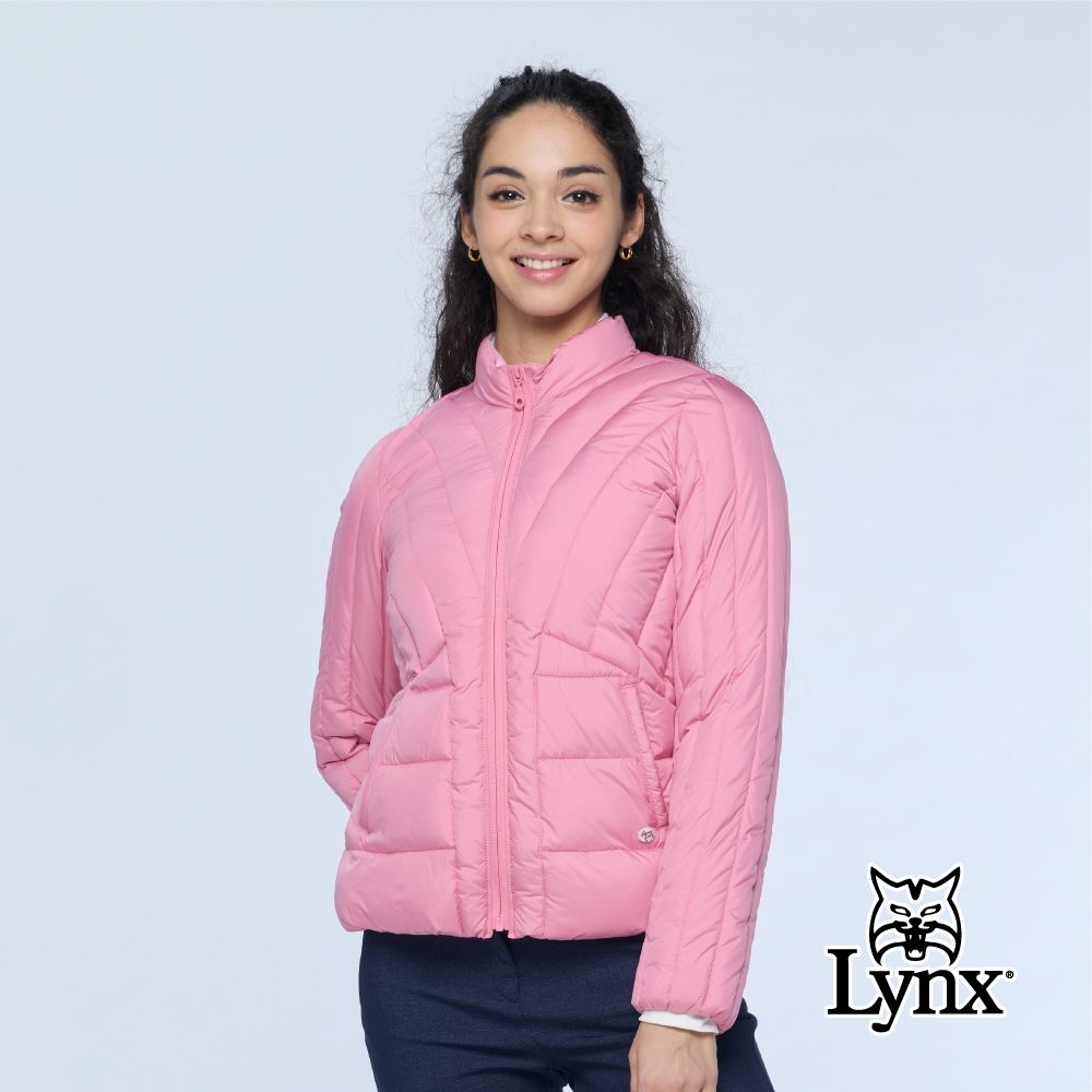 【Lynx Golf】女款杜邦科技羽絨保暖立領長袖外套/高爾夫球(二色) (粉紅色)