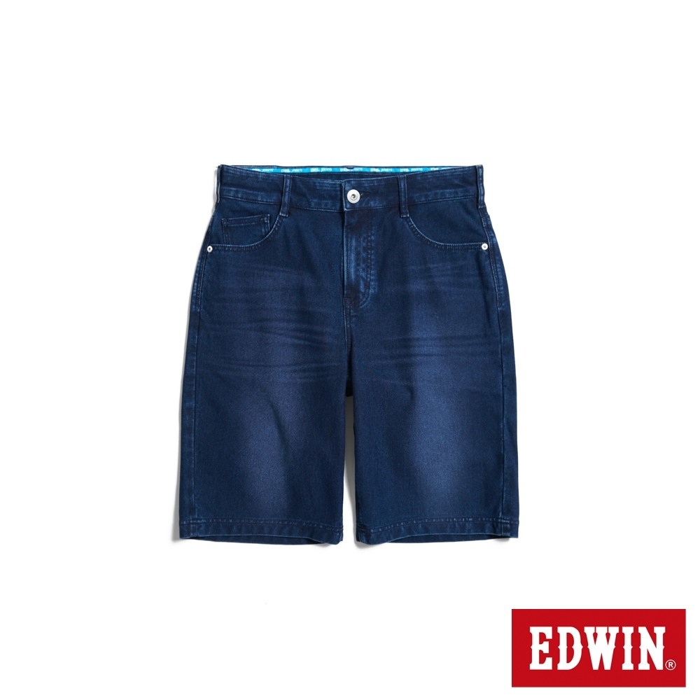 EDWIN 男裝 冰河玉 迦績JERSEYS 寬丹寧短褲-酵洗藍