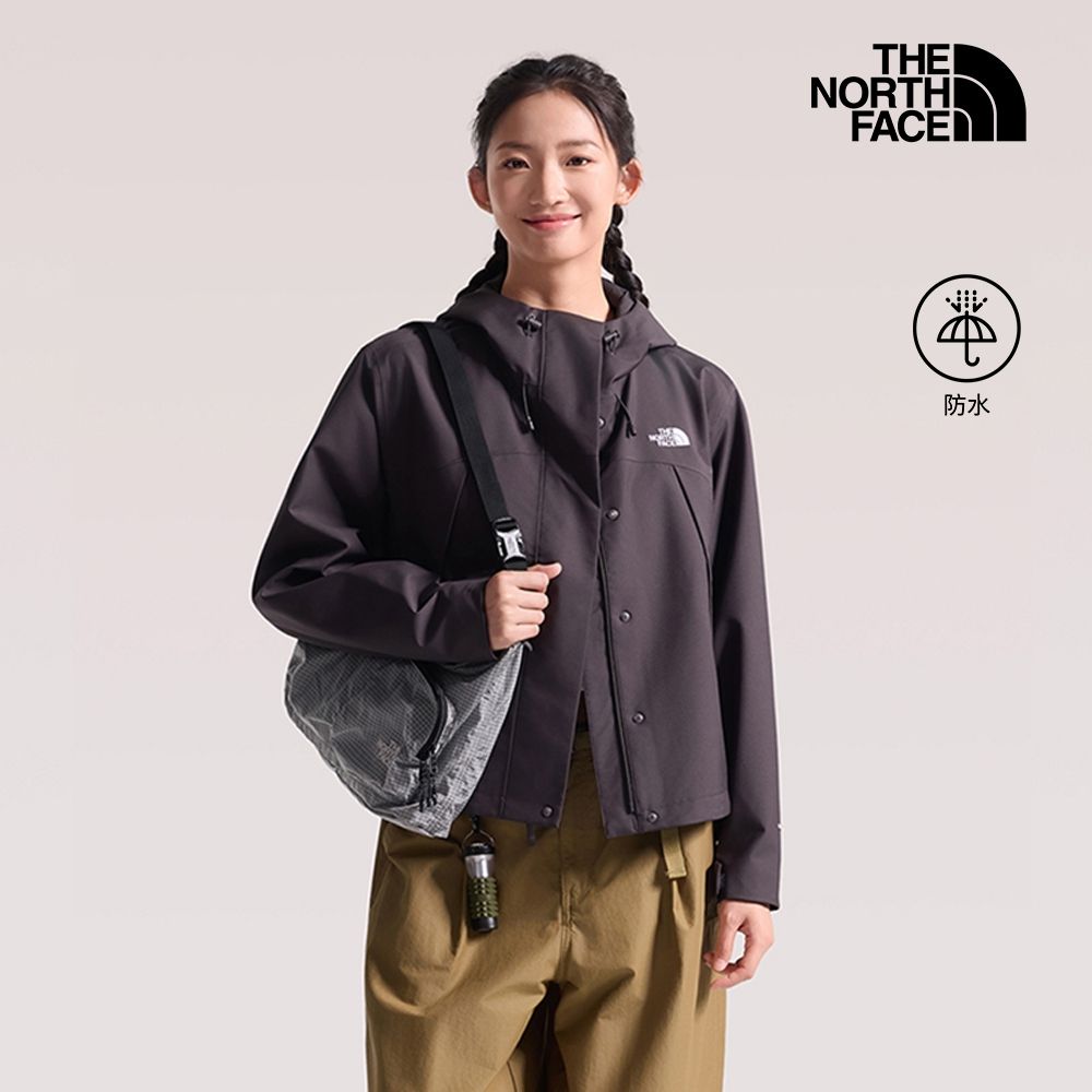 【The North Face 官方旗艦】北面女款暗灰色DRYVENT防水連帽衝鋒衣｜8J6XNO1