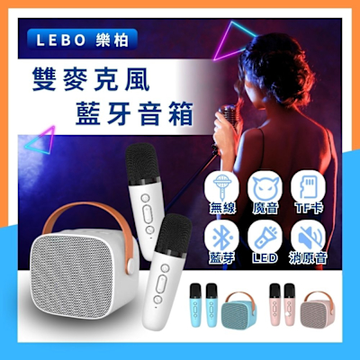 LEBO樂柏無線雙麥克風音箱】台灣BSMI認證 無線藍芽音箱 無人聲 唱歌 行動ktv 露營 直播