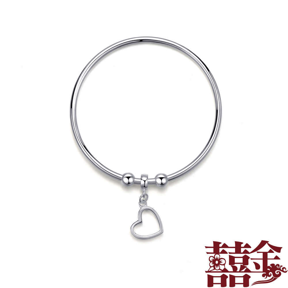 囍金垂吊愛心990足銀手鐲| 純銀| Yahoo購物中心