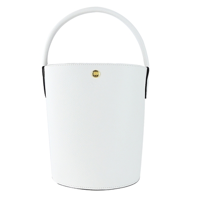 LONGCHAMP CUIR DE RUSSIE系列牛皮壓印手提水桶包(白)