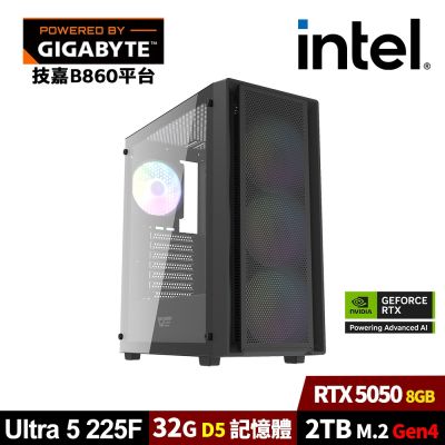 (DIY)技嘉B860平臺【流浪者I】GeForce RTX5060 電競電腦(U5 225F/16G/1TB M.2)