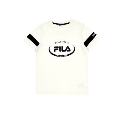FILA KIDS 童短袖圓領T恤-米色 1TEA-4402-IV