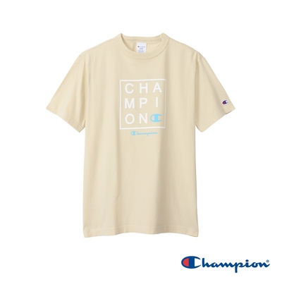 Champion 官方直營-男款 百搭休閒印花字型短袖TEE(淺卡其)