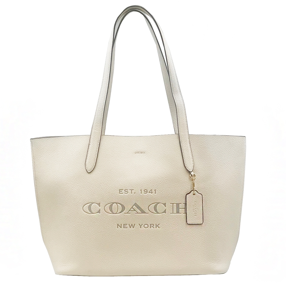 Coach 牛皮包 COACH 大LOGO軟牛皮肩背大托特包(米白) | COACH | Yahoo購物中心