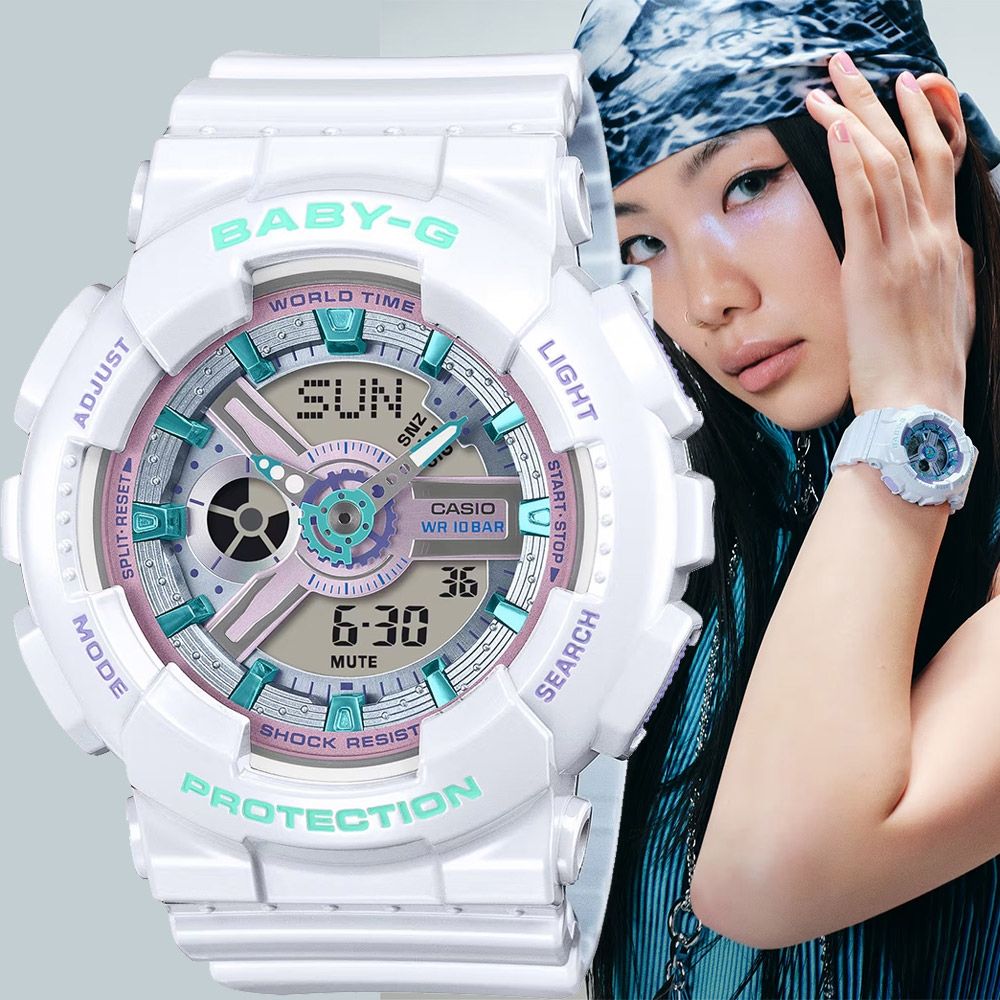 CASIO 卡西歐 Baby-G Y2K 閃耀時尚雙顯女錶 手錶 電子錶 學生錶 開學換新季 送禮推薦 BA-110MC-7A