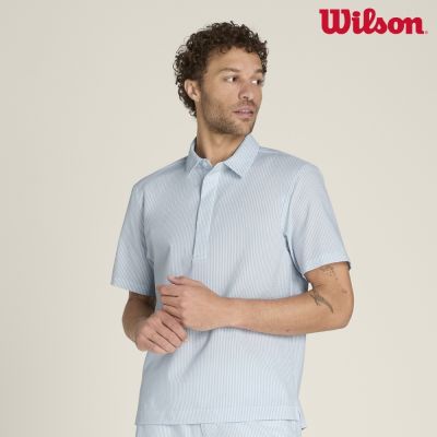 【Wilson威爾森】Woven Popover Tech Seersucker Sky 男款 服飾 POLO衫 天空藍 WN00033G011001