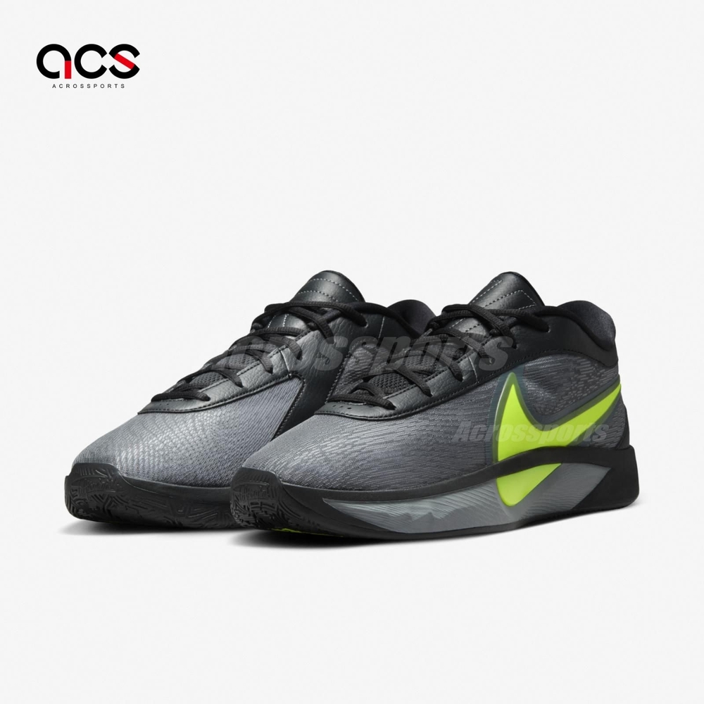 Nike 籃球鞋Giannis Freak 6 EP Naija 男鞋黑灰螢光綠字母哥氣墊FJ7807 