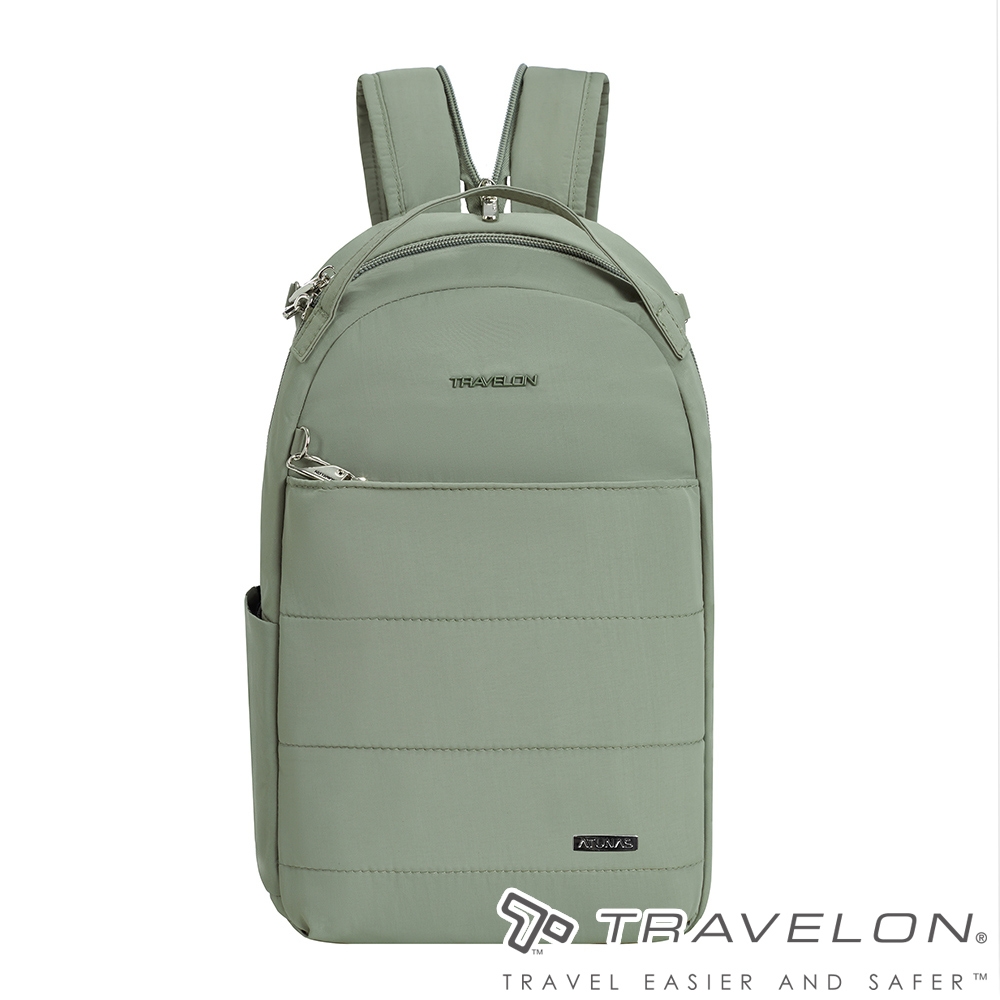 【Travelon美國防盜包】Roam防盜後背包-聯名款TL-43679A綠/防盜/可調節肩帶/擴充水壺袋/都會時尚