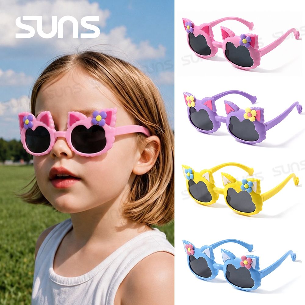 【SUNS】兒童偏光太陽眼鏡 甜心小貓愛心造型墨鏡 2-10歲適用 TR90彈力壓不壞材質 抗UV400 S908