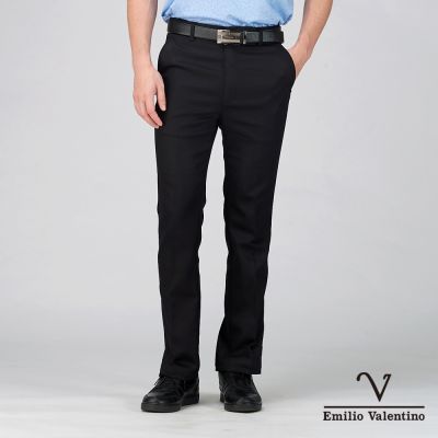 Emilio Valentino 範倫鐵諾 男 彈力 保暖厚款 平面休閒褲 黑色(70-4A8761)
