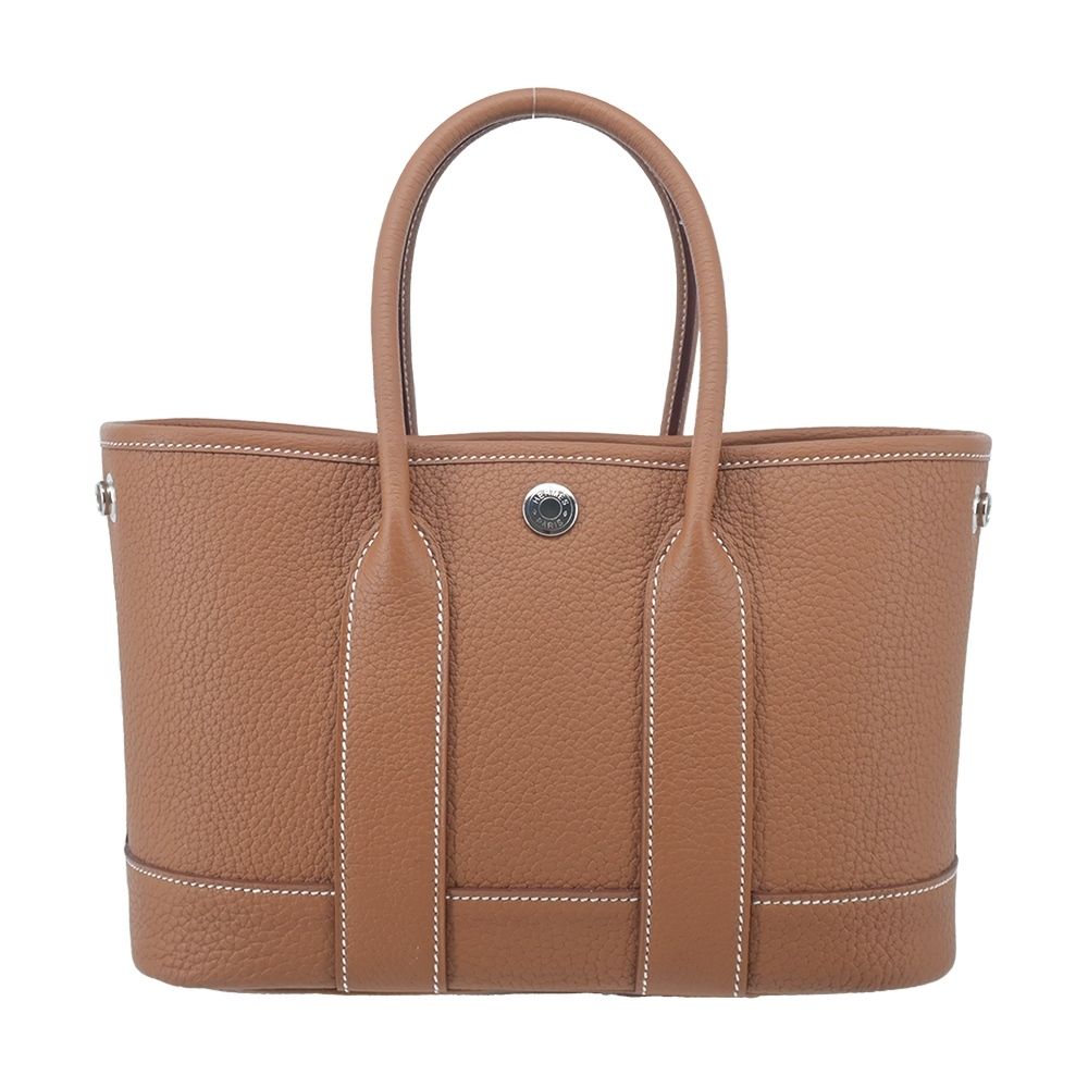 Hermes 愛馬仕 Mini Garden Party 水牛皮手提包(37駝/K刻/銀釦)