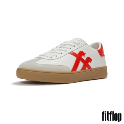 【FitFlop】THE DASH T 字形皮革休閒鞋-女(都會白/櫻桃番茄紅)