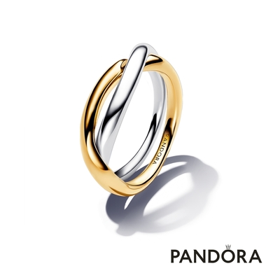 【Pandora官方直營】自然流線雙色戒指