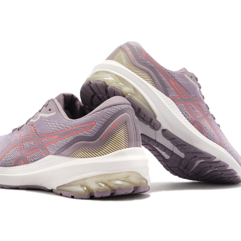 Asics 慢跑鞋GT-1000 11 D 寬楦女鞋藕紫橘支撐型低足弓亞瑟膠亞瑟士