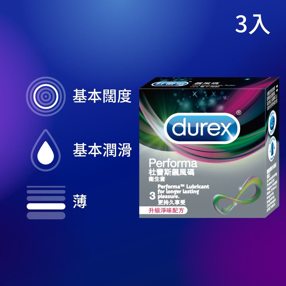 【Durex 杜蕾斯】飆風碼衛生套1盒(3入)