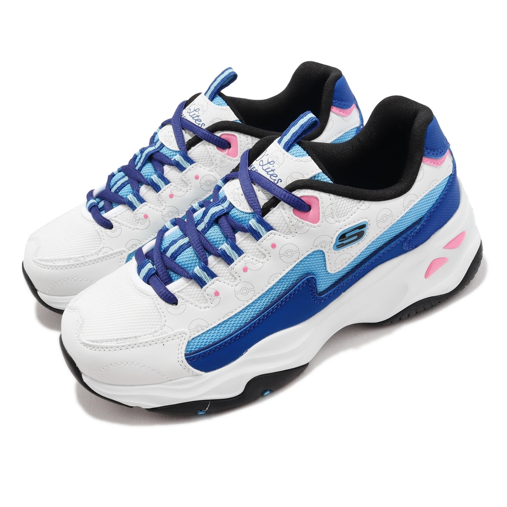貝 Skechers 休閒鞋D Lites 4 女鞋白天空藍寶可夢甲賀忍蛙固特異POKEMON