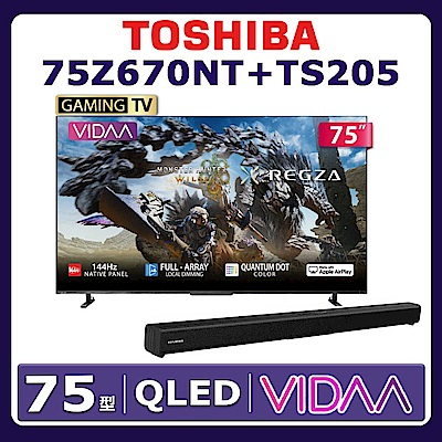 TOSHIBA東芝 TOSHIBA 東芝75型 QLED REGZA 4K智慧顯示器75Z670NT