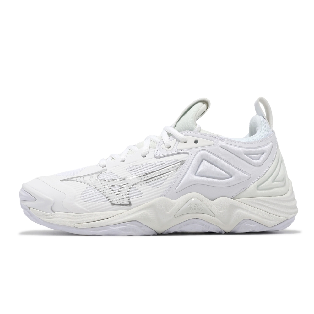 Mizuno 排球鞋Wave Momentum 3 女鞋白銀支撐止滑緩衝室內運動羽排鞋