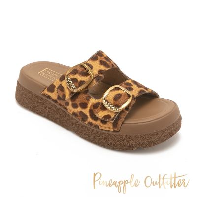 Pineapple Outfitter-復古摩登麂皮雙帶厚底拖鞋 HAMID-豹紋