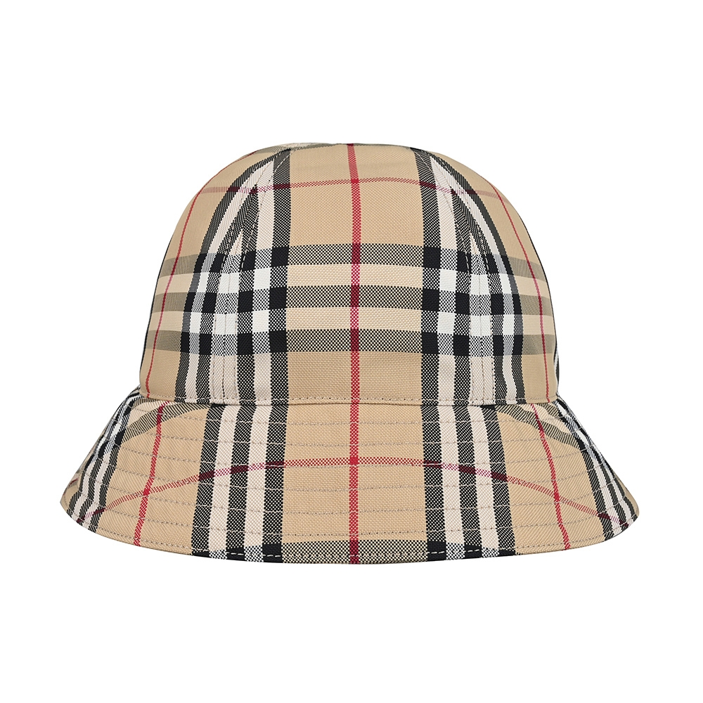 BURBERRY 巴寶莉 時尚格紋LOGO設計尼龍漁夫帽(典藏米)