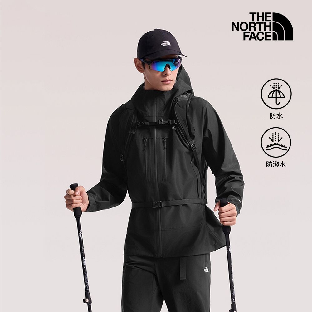 【The North Face 官方旗艦】北面男款黑色DRYVENT防水可打包衝鋒衣｜8HR6JK3
