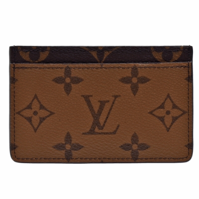 LV Louis Vuitton路易威登 M69161 經典Monogram Reverse帆布印花卡片夾