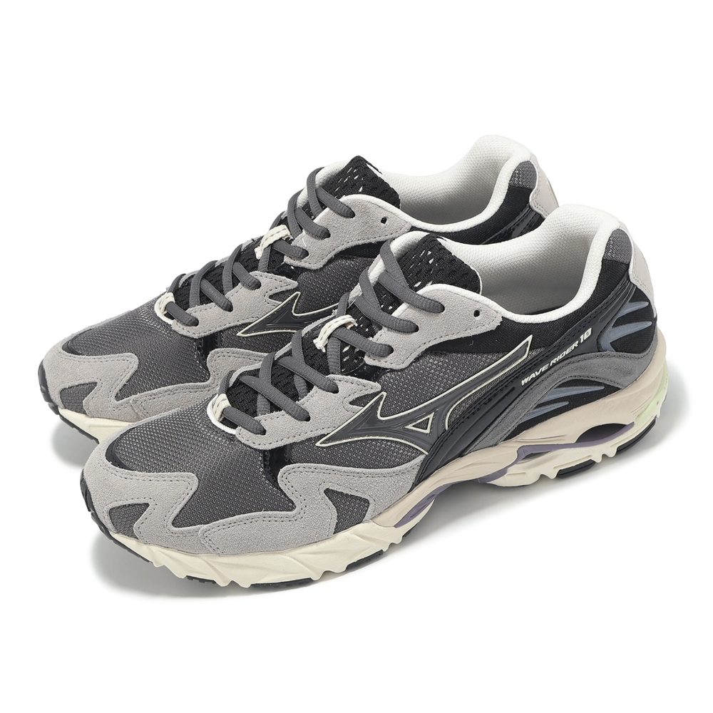 ナマズ Mizuno Wave Rider 10 Black / Grey - Feb 2025 - D1GA243108