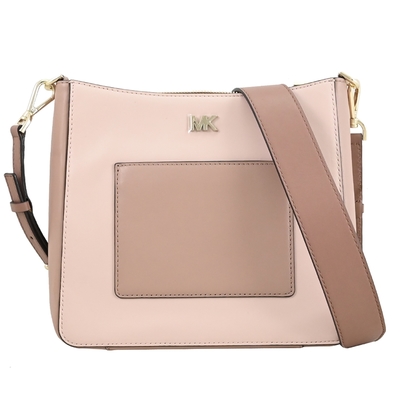 MICHAEL KORS GLORIA金屬LOGO拼色斜背包(粉)