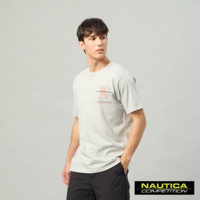 Nautica 官方旗艦 男裝 COMPETITION 經典圓標純棉短袖上衣-灰色