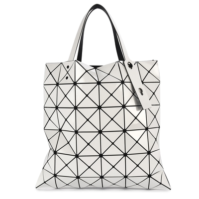 ISSEY MIYAKE 三宅一生BAOBAO LUCENT 亮面方格6x6透光手提包-白色