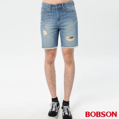 BOBSON 男款刷破補丁短褲(245-58)