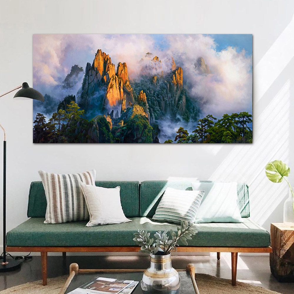 御畫房黃山雲海國家一級畫師手繪油畫60×120cm(VF-144) | 日用