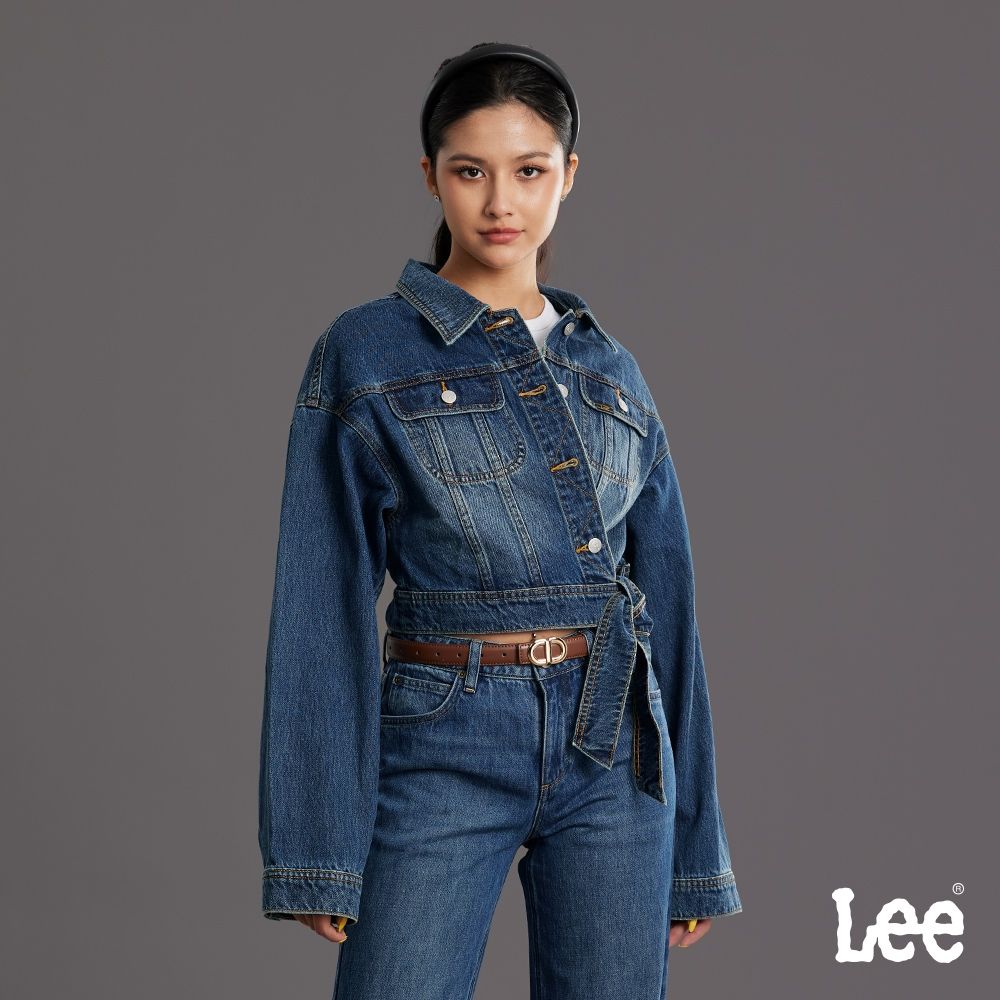 Lee 女款 429 中腰標準直筒牛仔褲 中藍洗水 LB617148838