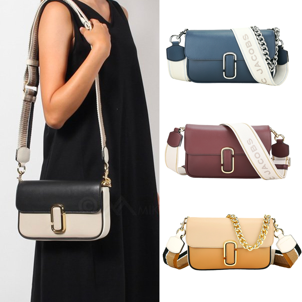 MARC JACOBS The J Marc 附雙背帶小牛皮鍊帶肩/斜背包-多款可選