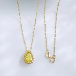 50分18K金水滴黃鑽項鍊