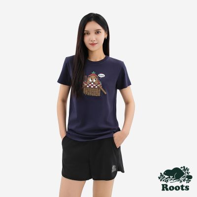 Roots 女裝- PICNIC AESTHETIC BUDDY 短袖上衣-靛青色