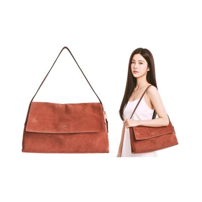 COACH CHELSEA 36陶土色麂皮翻蓋肩背包