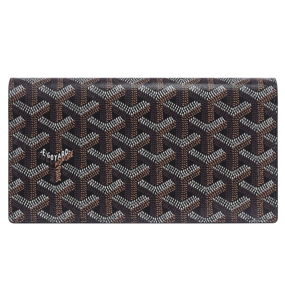 GOYARD Richelieu 印花皮革對開扣式長夾(咖)